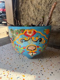 Large Mexican Handcrafted Talavera Ceramic Flower Pot