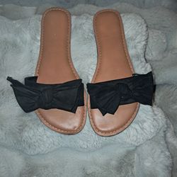 Black Bow Slide Sandals