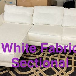 Beautiful New White Fabric Sectional (Finance & Delivery)