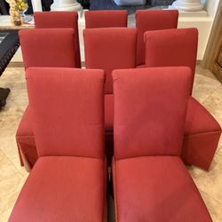 8 Parson Red chairs 
