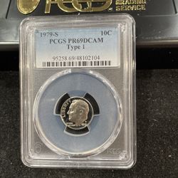 1979 S Gem Proof Type 1 Roosevelt Dime Graded At PR69 With A Deep Cameo 1-3