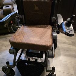 WOLF Brown Folding Electric Wheelchair, 330lbs Capacity, 13mi Range