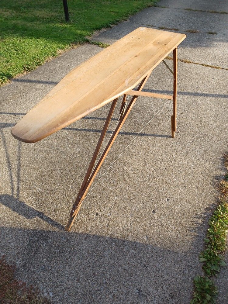 Antique Commercial Grade Folding Wood Ironing Table