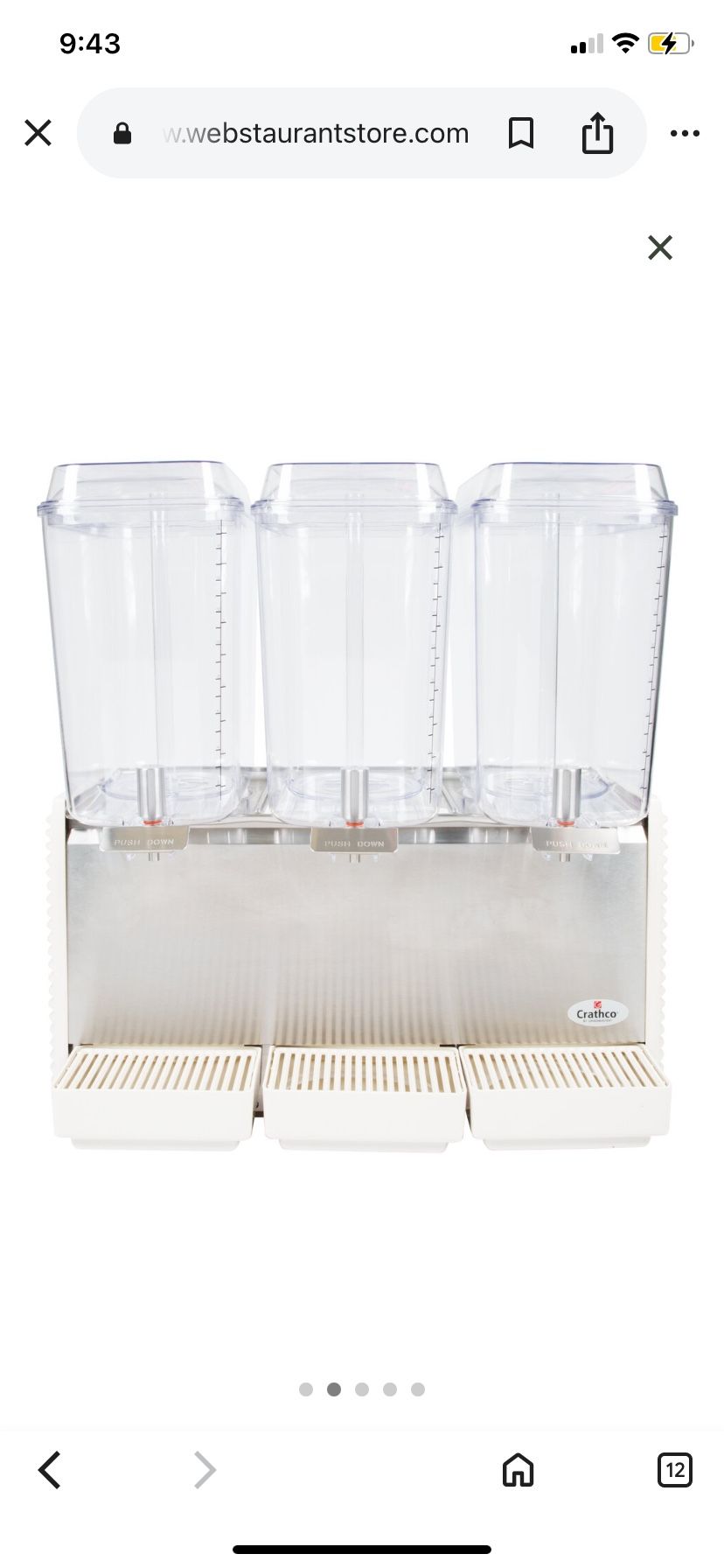 Crathco Triple 5 Gallon Dispenser 