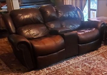 Leather Reclining Sofa & Loveseat Set