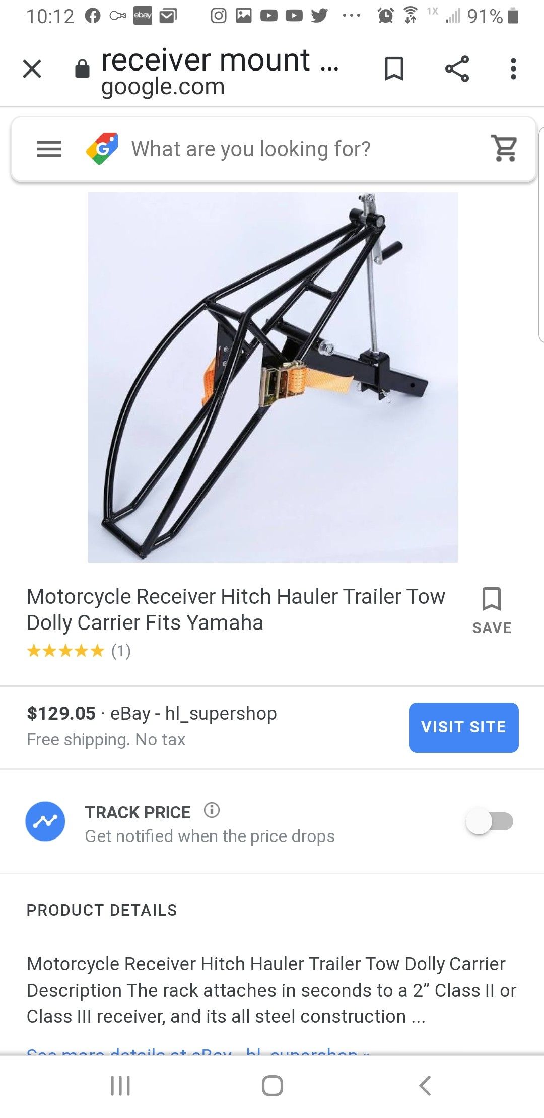 2" reciever motorcycle hauler tow dolly