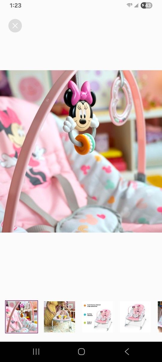 Bright Starts – Disney Baby Minnie Mouse Infant To Toddler Rocker