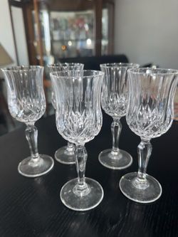 Set of 5 Crystal Sherry or Dessert Wine glasses 5.25" high