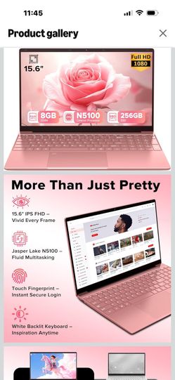 5.0 5.0 out of 5 stars (2) Laptop 15.6" Rose Pink, Fingerprint & Backlit Keyboard with Numpad, 8GB RAM 256GB SSD, Quad-Core Processor (Up to 2.8G