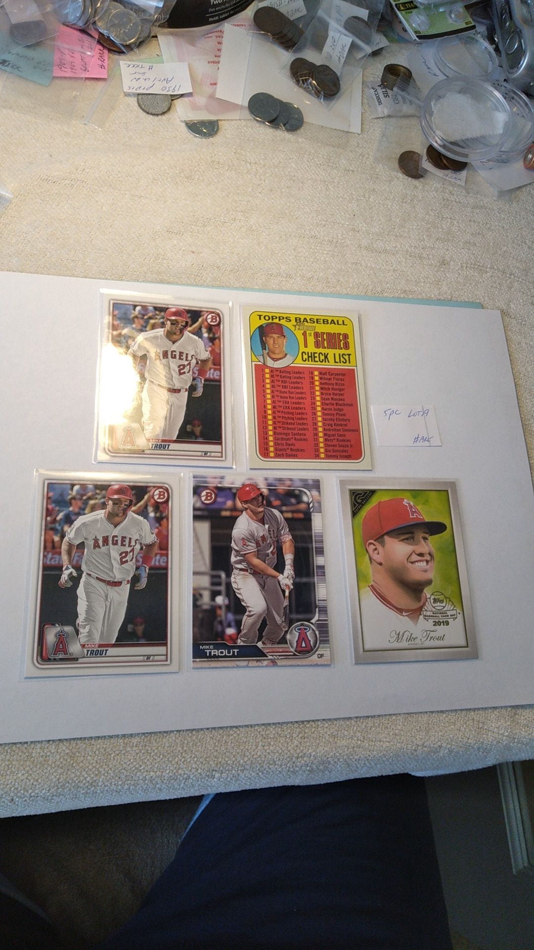 Mike Trout Baseball card lot 5 Bowman & Topps