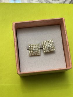 Gold Moissanite Iced Square Stud Earrings