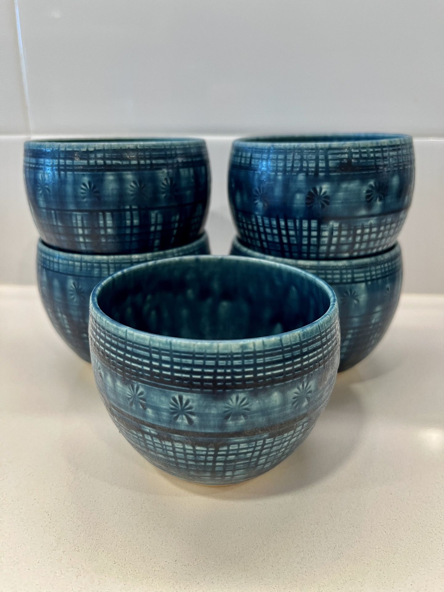 Bitossi Style Small Blue Cups Set Of 5!