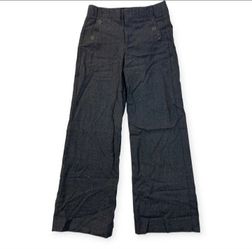 Vince Womens Naval Pants Charcoal Wool Blend Wide Straight Leg Sailor Style Sz 4
