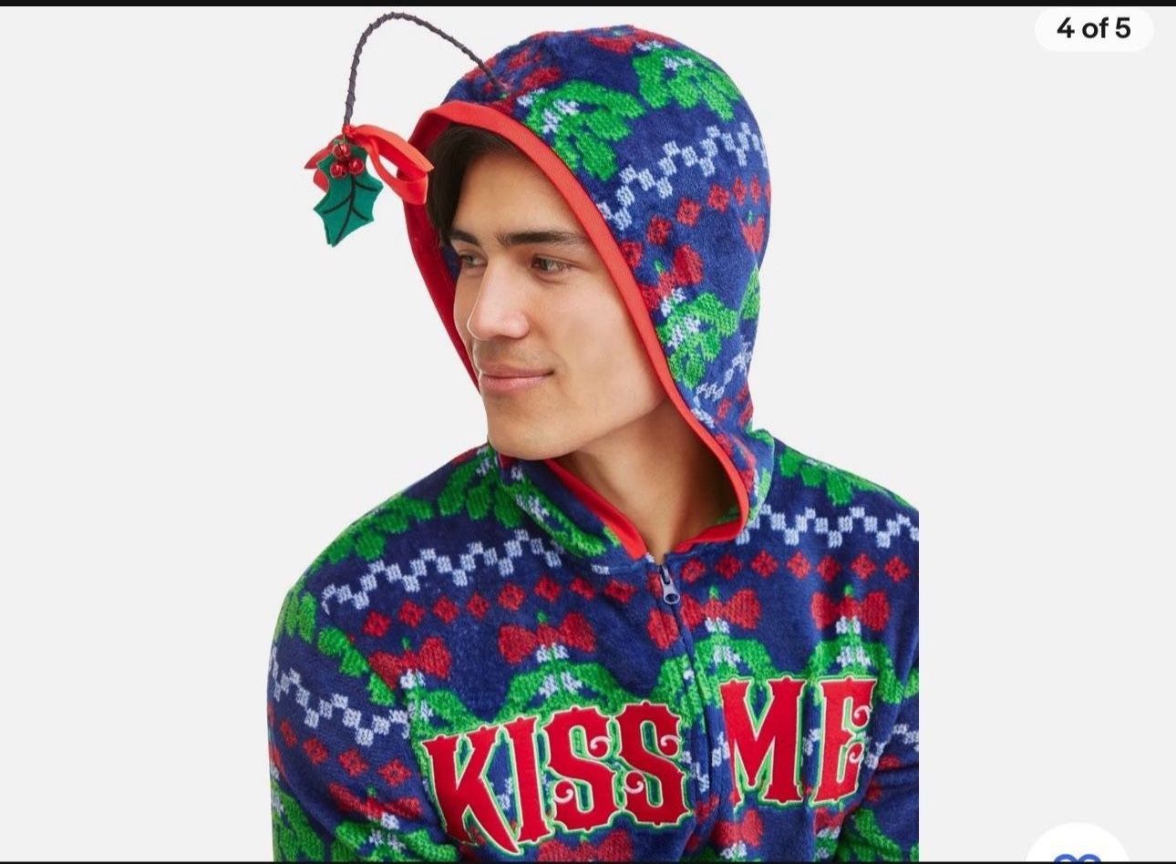 Mens Ugly Christmas Sweater Minky Fleece Drop Seat Union Suit Pajamas