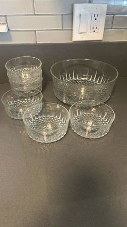 Salad Glass Bowl & 6 Bowls