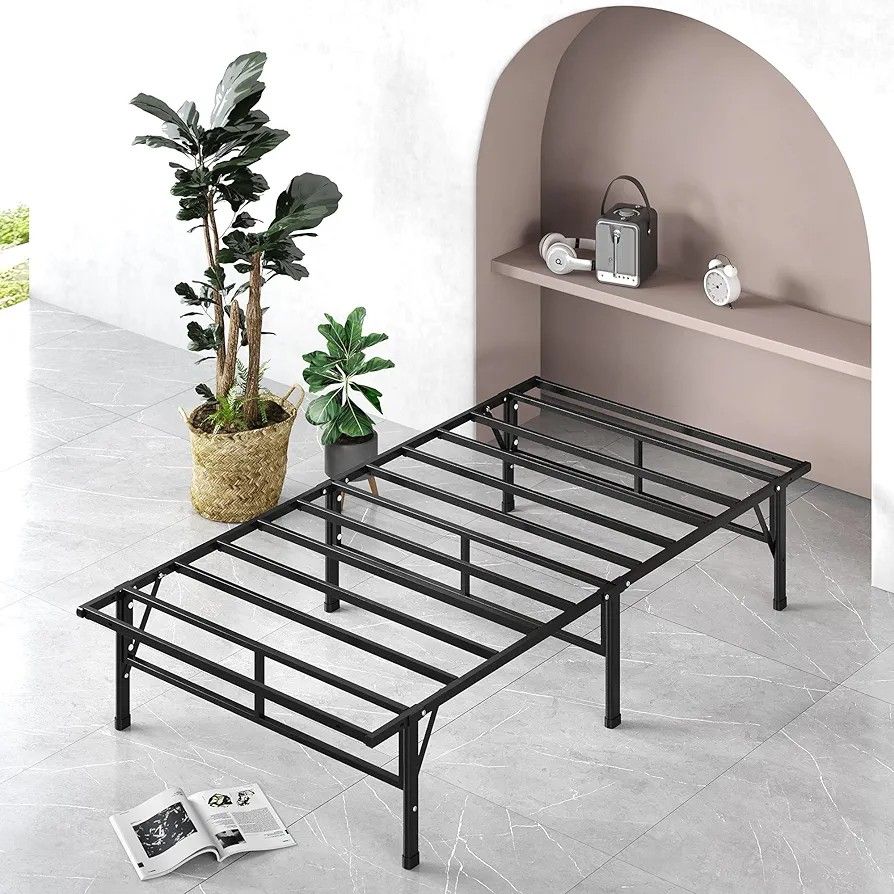 New* Twin Size Platform Bed Frame No Box Spring Needed In The Box Seal 