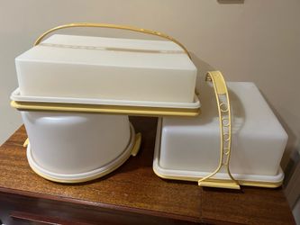 Vintage Tupperware Cake Carriers 3 Harvest Gold
