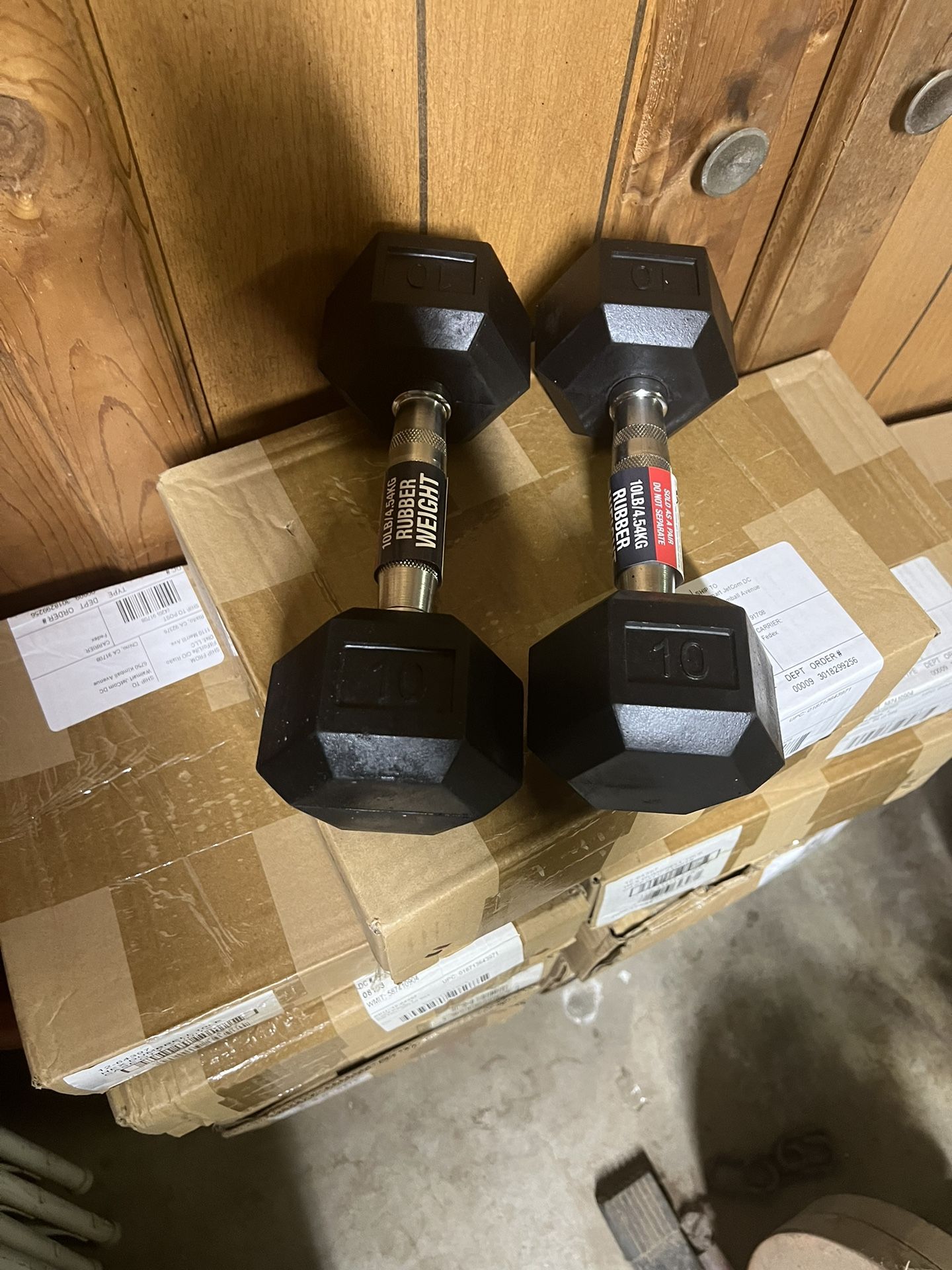 New Well-Fit Rubber Hex Dumbbell Set, 10lb Black, Pair