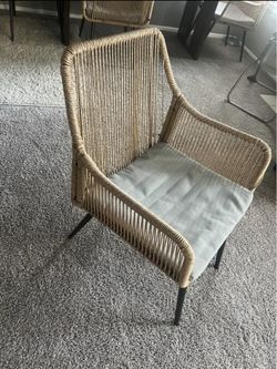 Beige wicker dining, Indoor, outdoor, accent chairs set