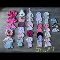 Baby Girl Hats 39 Pieces $20 Size 0-12 Months 