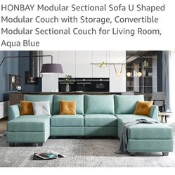 HONBAY MODULAR SOFA (LIKE NEW) Agua blue