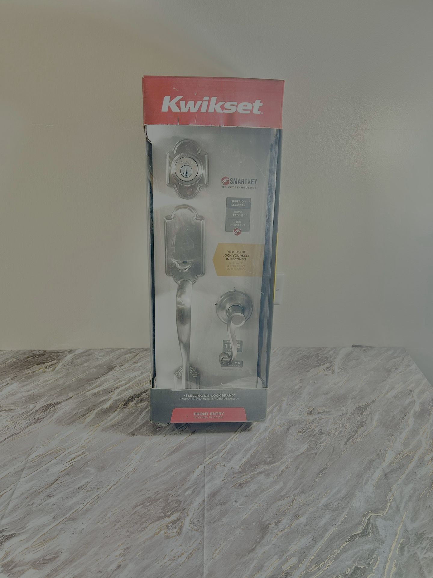 Kwikset Satin Nickel Exterior Single-Cylinder Deadbolt and Keyed Entry Lock