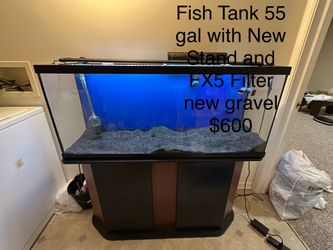 55 Gallon Fish Tank With New Stand And Gravel