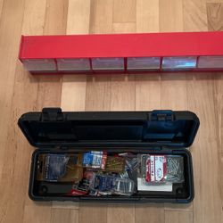 Sears CRAFTSMAN black Sm Toolbox With Assorted Stuff And 6 Box Assorted Filled