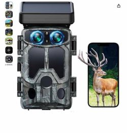 Trail Camera WiFi Dual Lens 4K 30FPS 60MP Solar Starlight Night Vision - $30