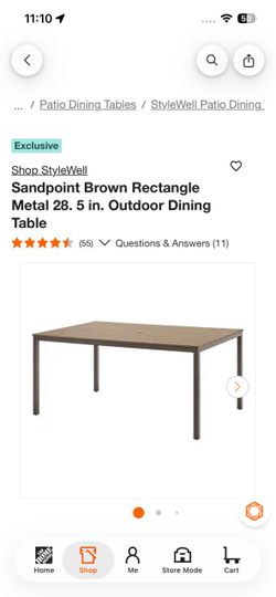 Sandpoint Brown Rectangle Metal 28. 5 in. Outdoor Dining Table