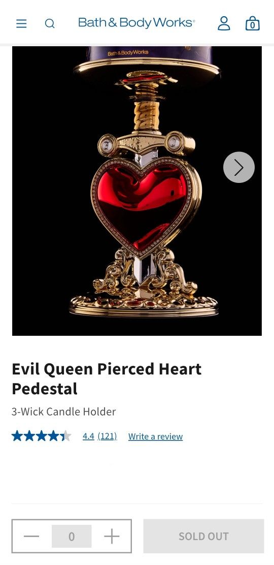 Disney Villains Evil
Queen Pierced Heart
Pedestal 3-Wick Candle
Holder BRAND NEW
