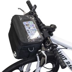Bike Handlebar Bag Waterproof Bike Basket Front with Bike Phone Mount, Bike Basket Bicycle Basket with Touch Screen Phone Holder