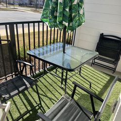 Patio Set With 4 Chairs And Umbrella 