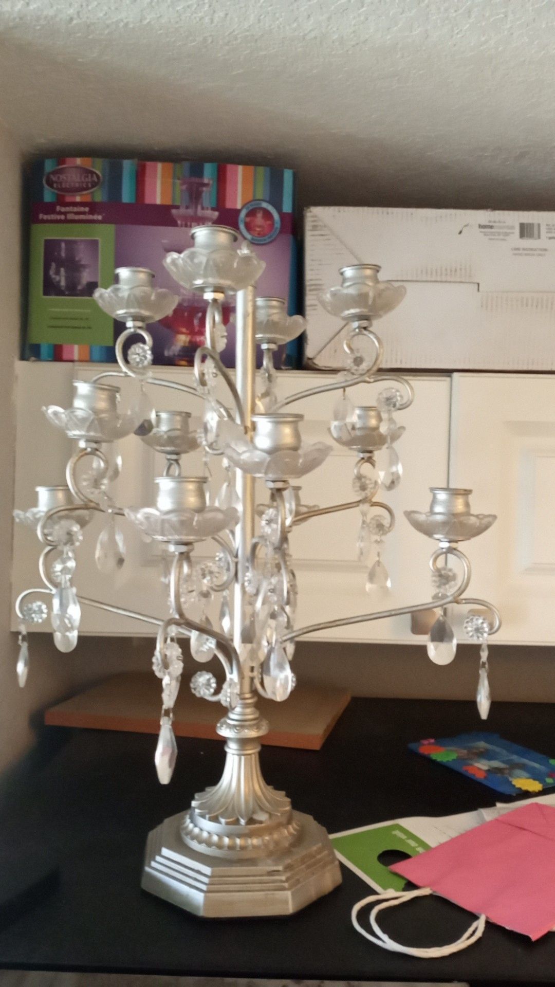18" high silver Crystal candelabra