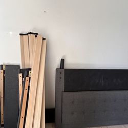 Queen Gray Upholstered Bed Frame