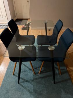 Kasala Glass Top Dining Table with 4 Chairs