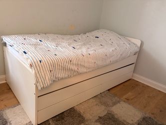 IKEA SLÄKT Twin Bed with Pull-Out Bed & Storage – White
