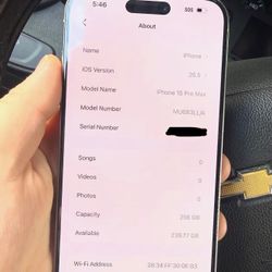iPhone 15 Pro Max 15 Silver 256 Gig 