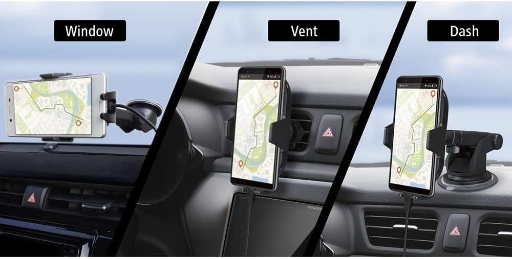 Kenwood CAX-HL10Qi 15W Qi Wireless Charging Car Mount, Motorized Clamp with Infrared Sensor Lock, One-Touch Release, Fast Charging for Qi Enabled Phon