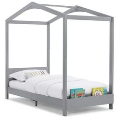 Twin BED Kids Bed Gray- Poppy Wood House Bedframe