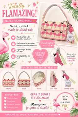 Beaded Bag-Pink Flamingo