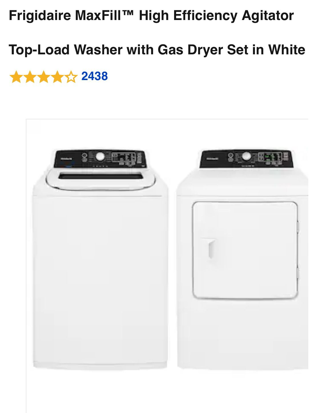 Top load washer with gas dyer white