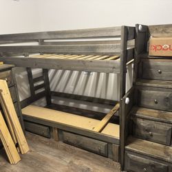 ids Bunk Bed with Drawer Steps and Under Drawers Storage