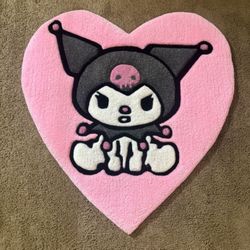 Kuromi Hand Tufted Rug - Area Rug - Throw Rug -  Pink Heart - Sanrio Kuromi - Kuromi My Melody 