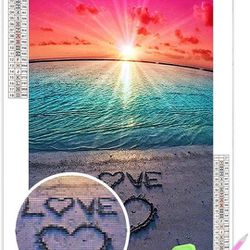 DIY Diamond Rhinestone Painting Kits for Adults and Beginner Embroidery Arts Craft Home Decor Beach Love 11.8x15.7 in by Kirity
