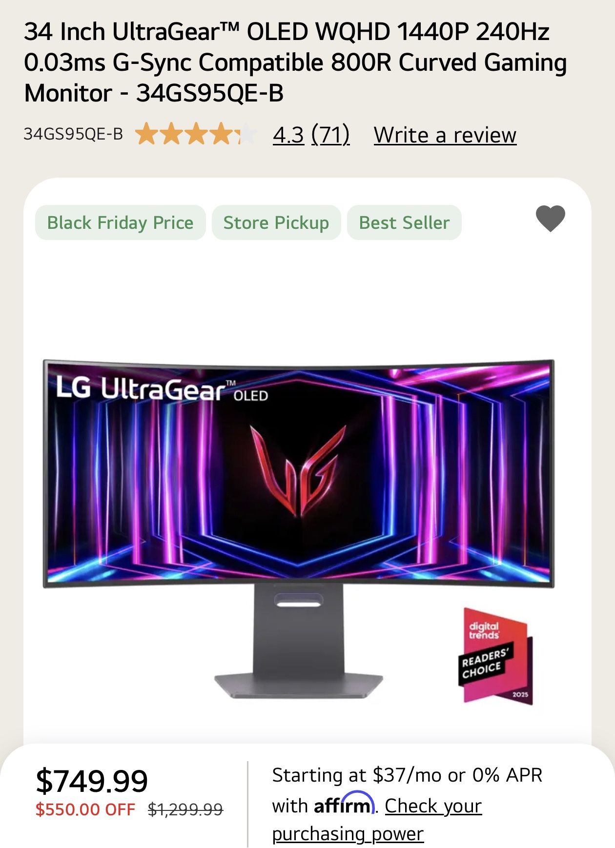 LG Ultragear 34GS95QE