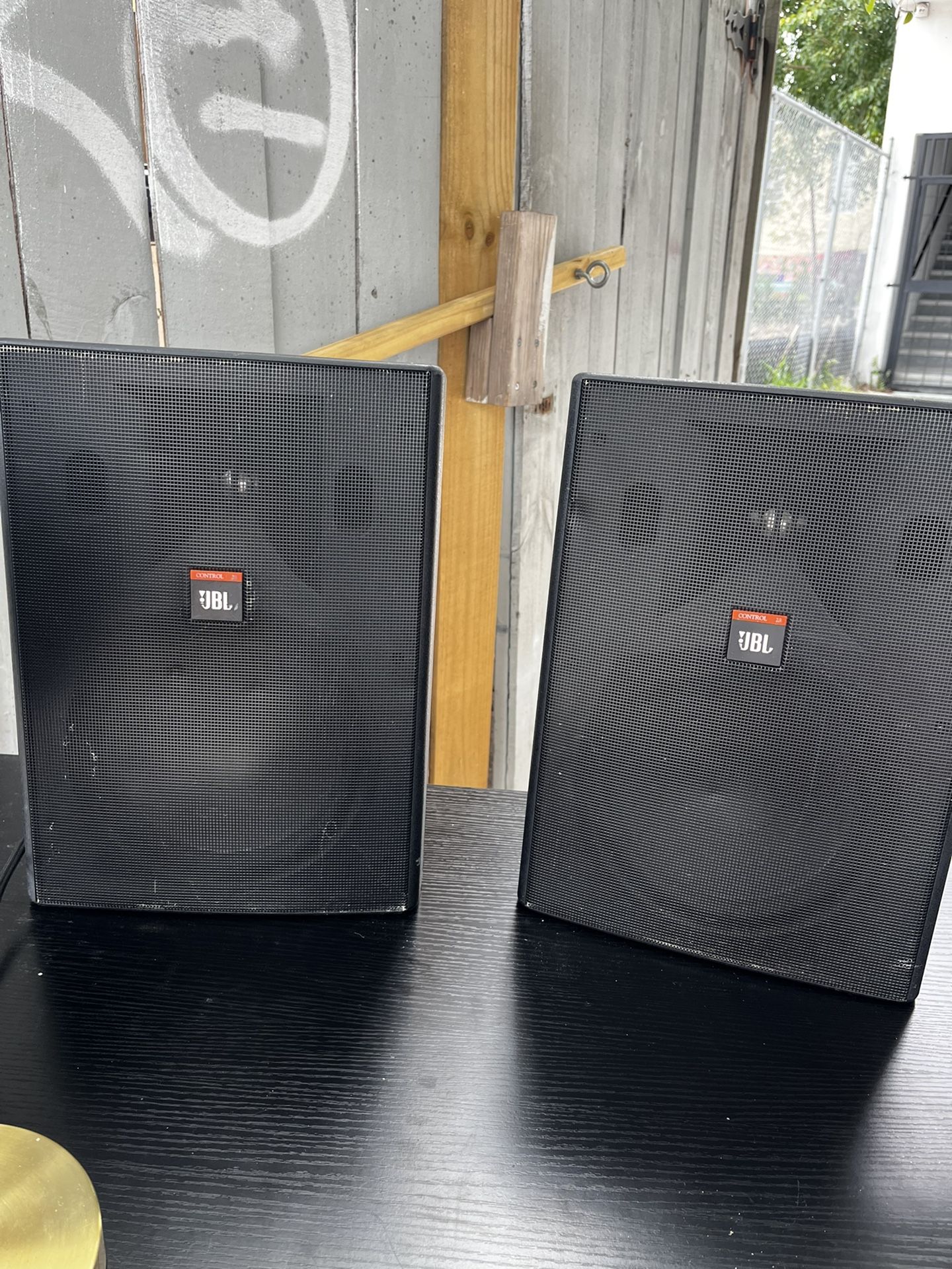 JBL speakers (15 inches tall)