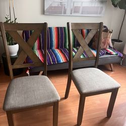 2 wooden chairs