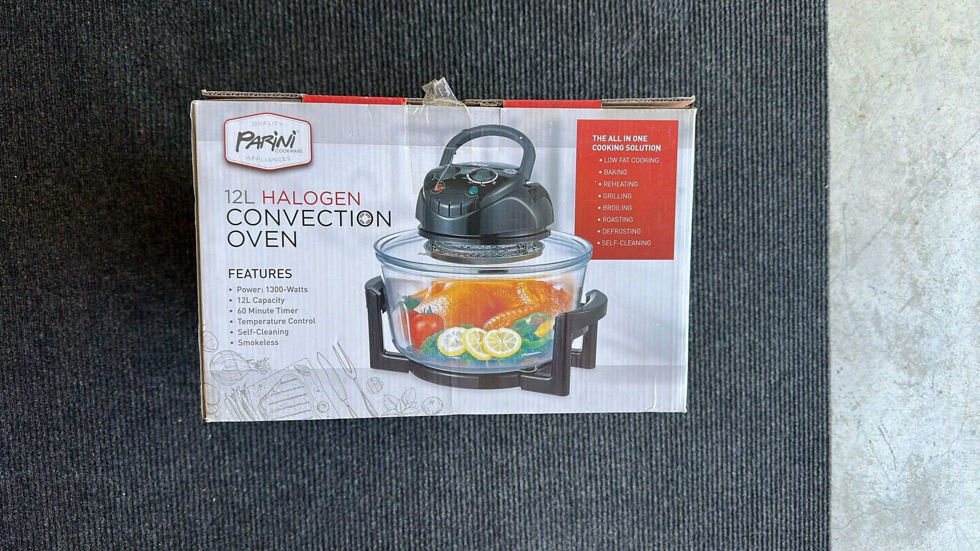 Parini 12L Halogen Convection Oven 1300 watts Self Cleaning Large Capacity New!