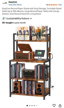 Vinyl Record Stand and Small 3-Tier Bookshelf